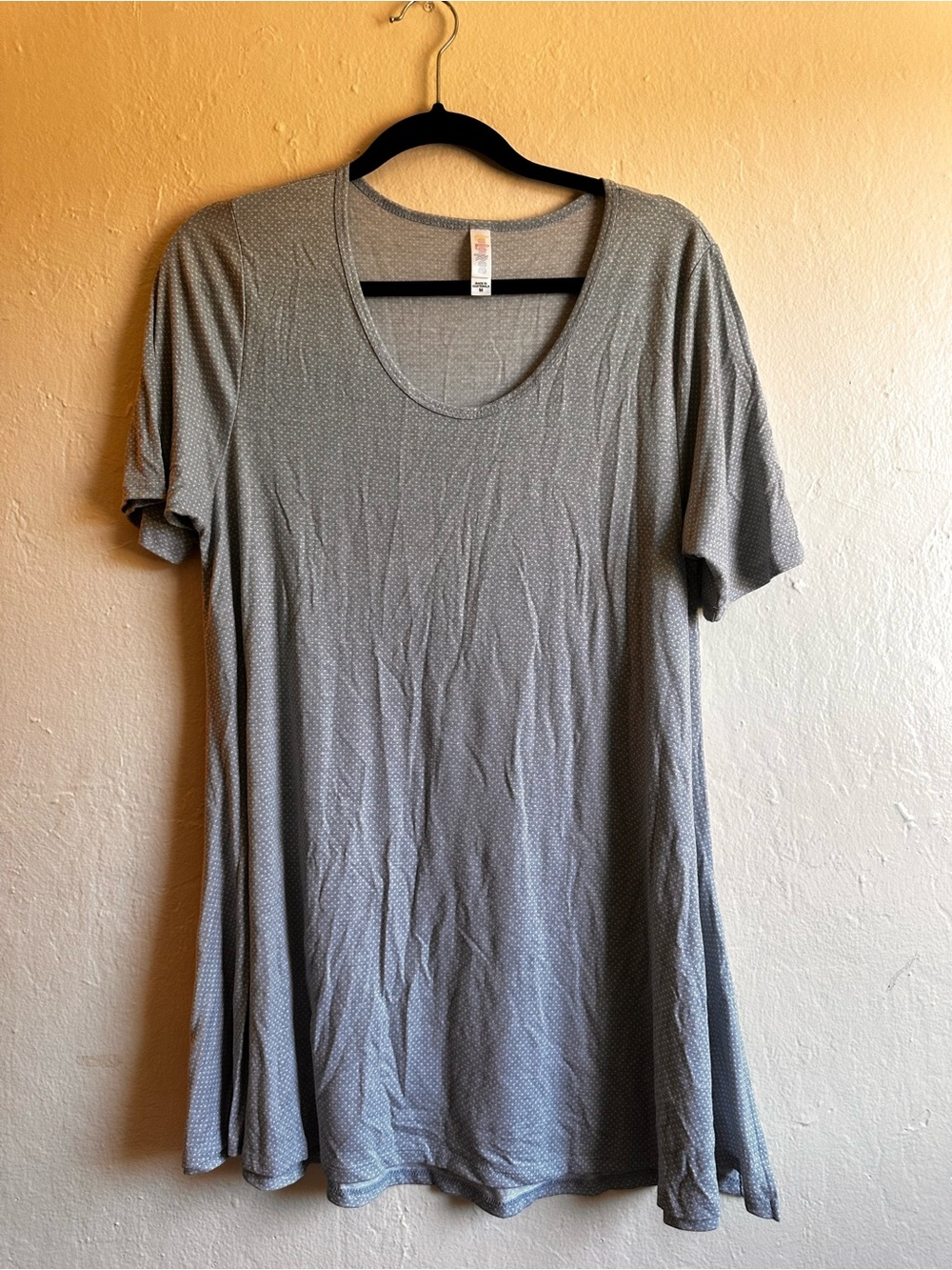 LuLaRoe - grayish blue and white Polka dots  - Perfect Tee - M